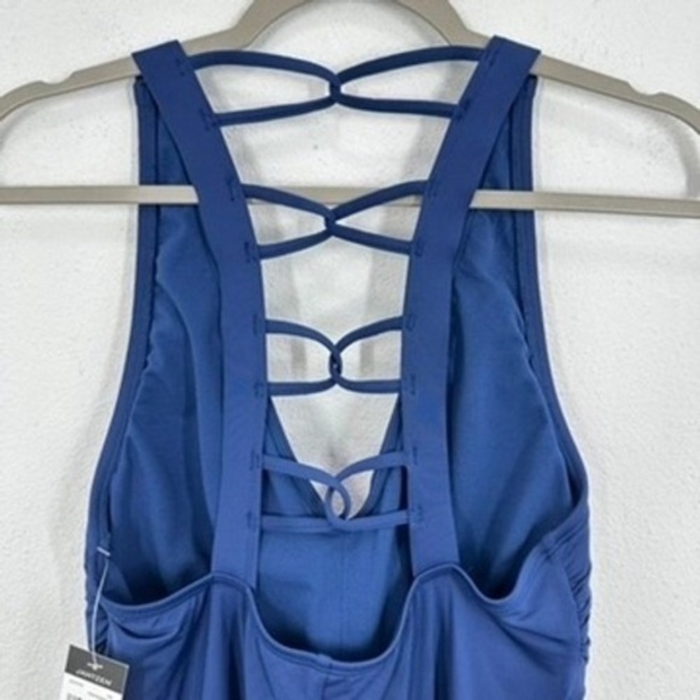 Jantzen‎ Pantheon Blue One Piece Swimsuit Criss Cross Back Size 12 NEW - Picture 2 of 8